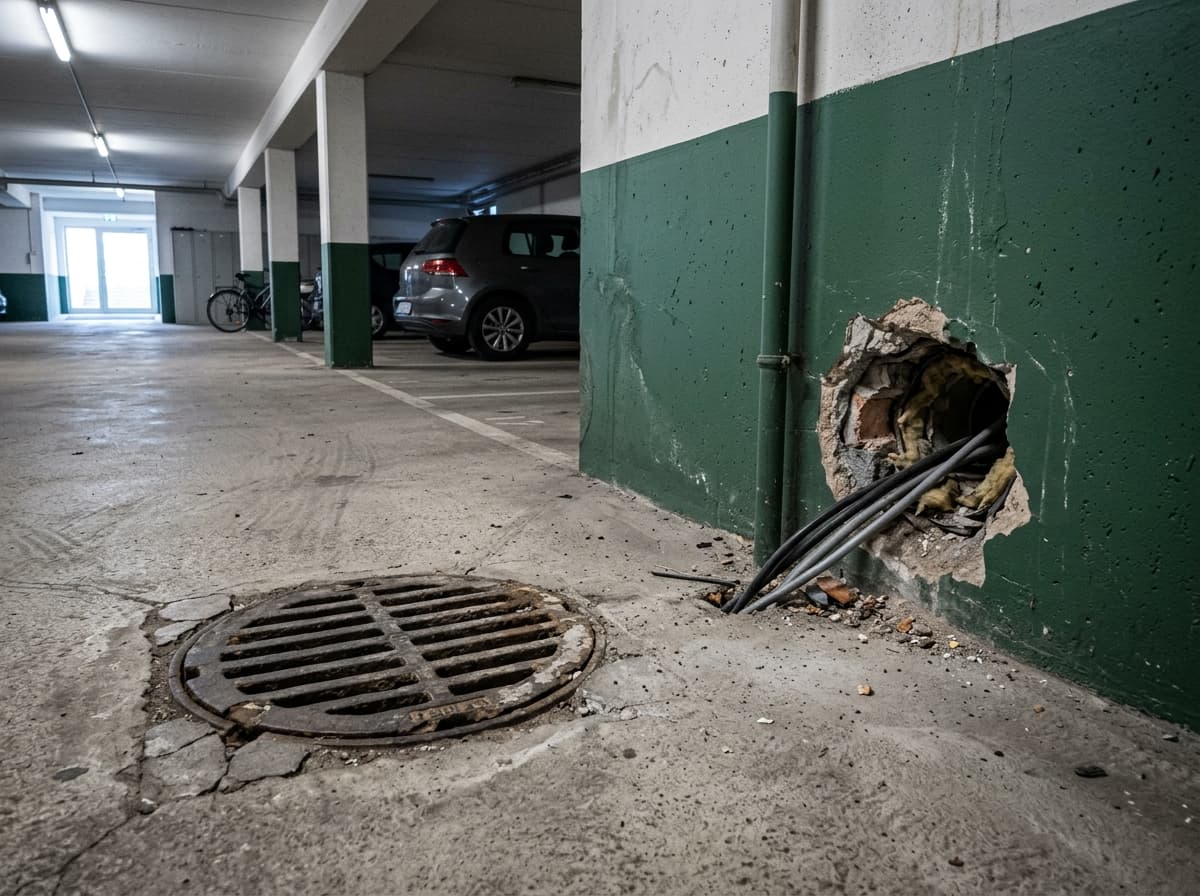 Avant intervention — Traitement infestation rats — Copropriété 48 appartements, Strassen